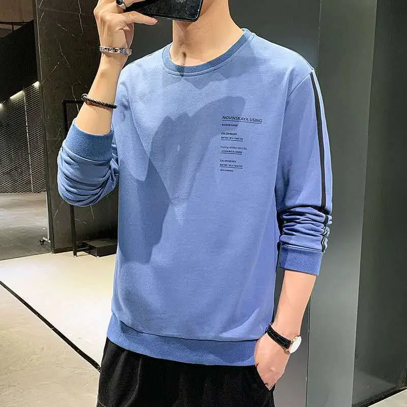 Men's White Printed Long Sleeve T-Shirt Spring Autumn Wear - Image 3