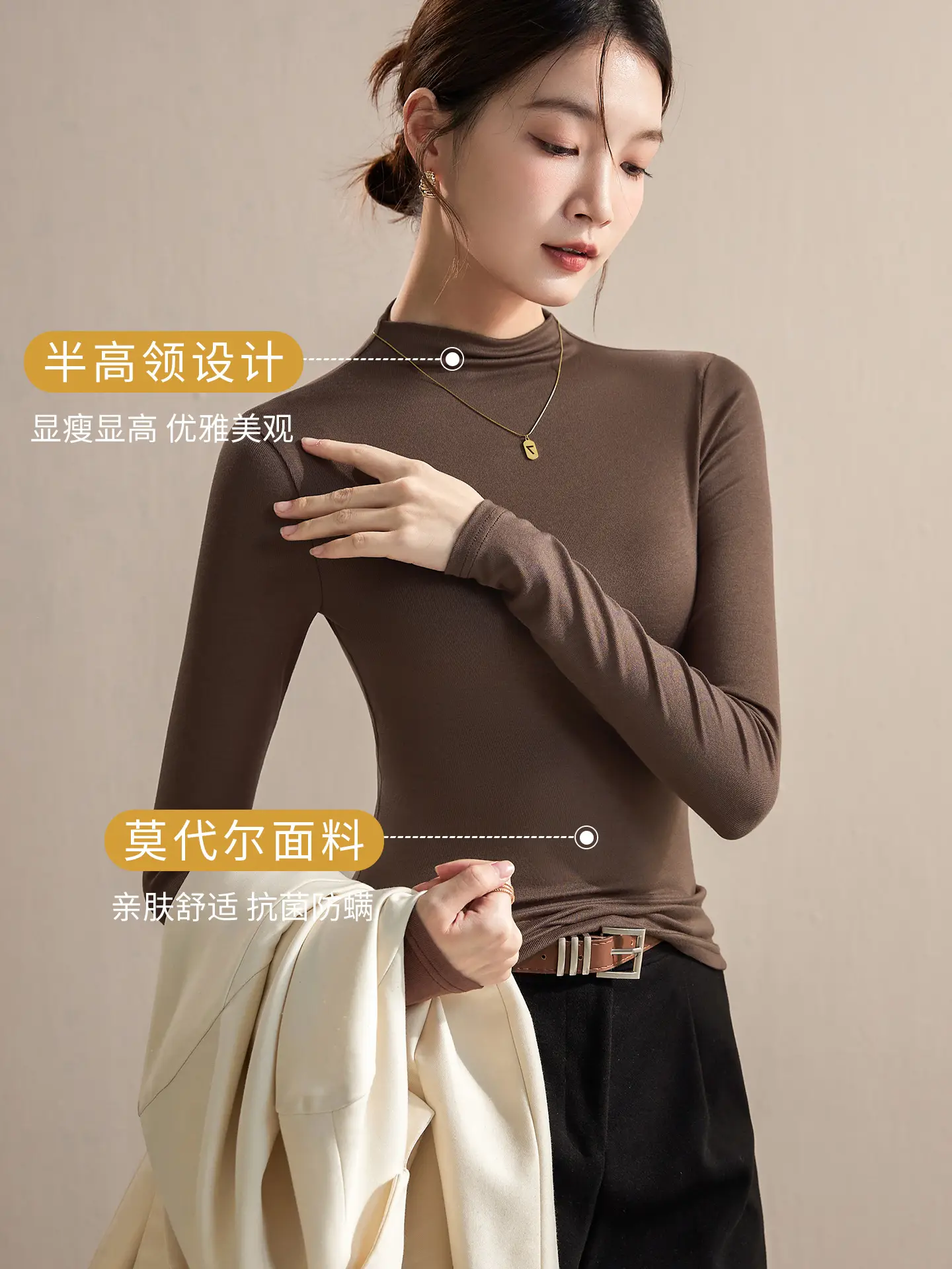 Long Sleeve Grey Turtleneck Top for Women 2026 - Image 24