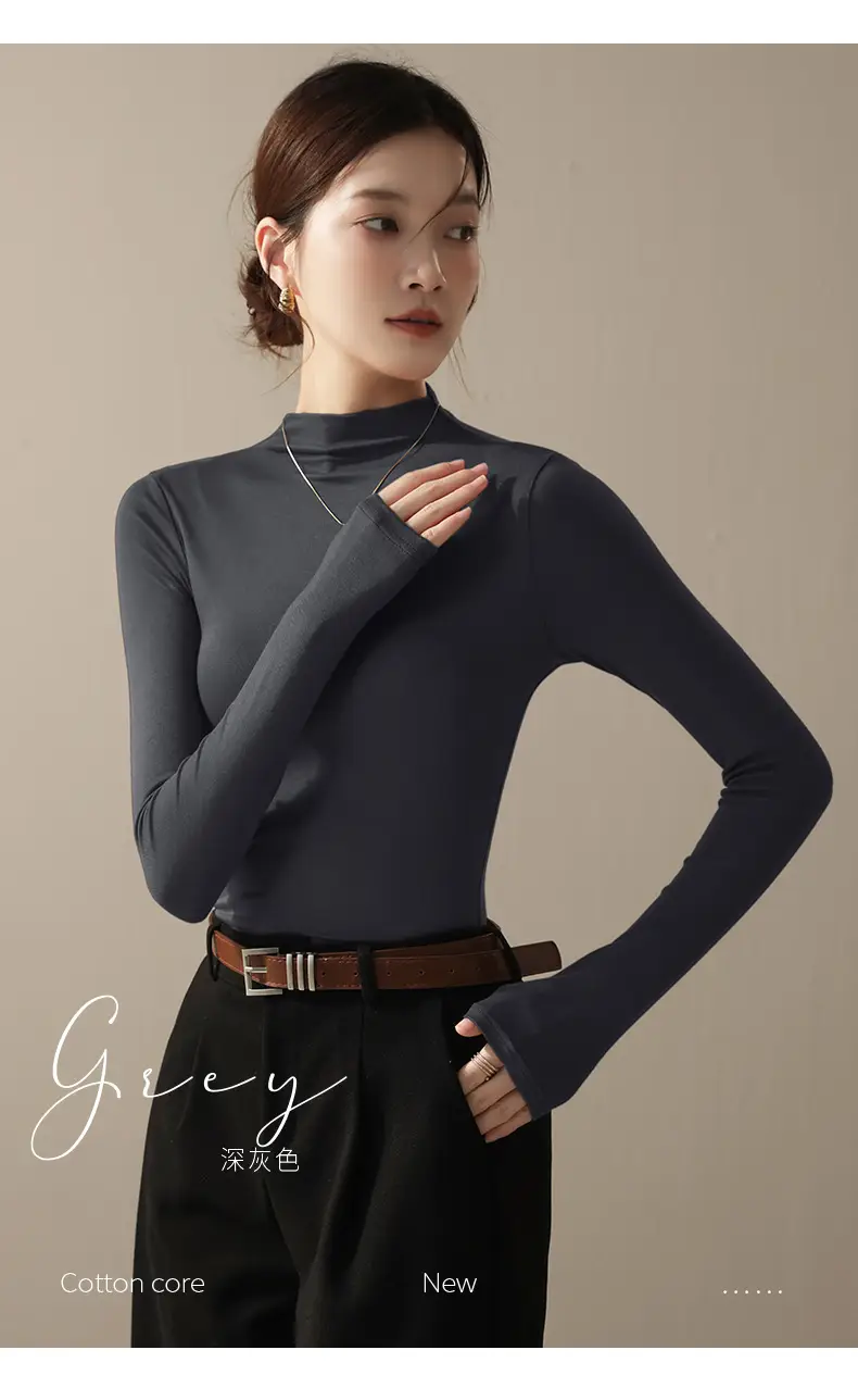 Long Sleeve Grey Turtleneck Top for Women 2026 — feature 18