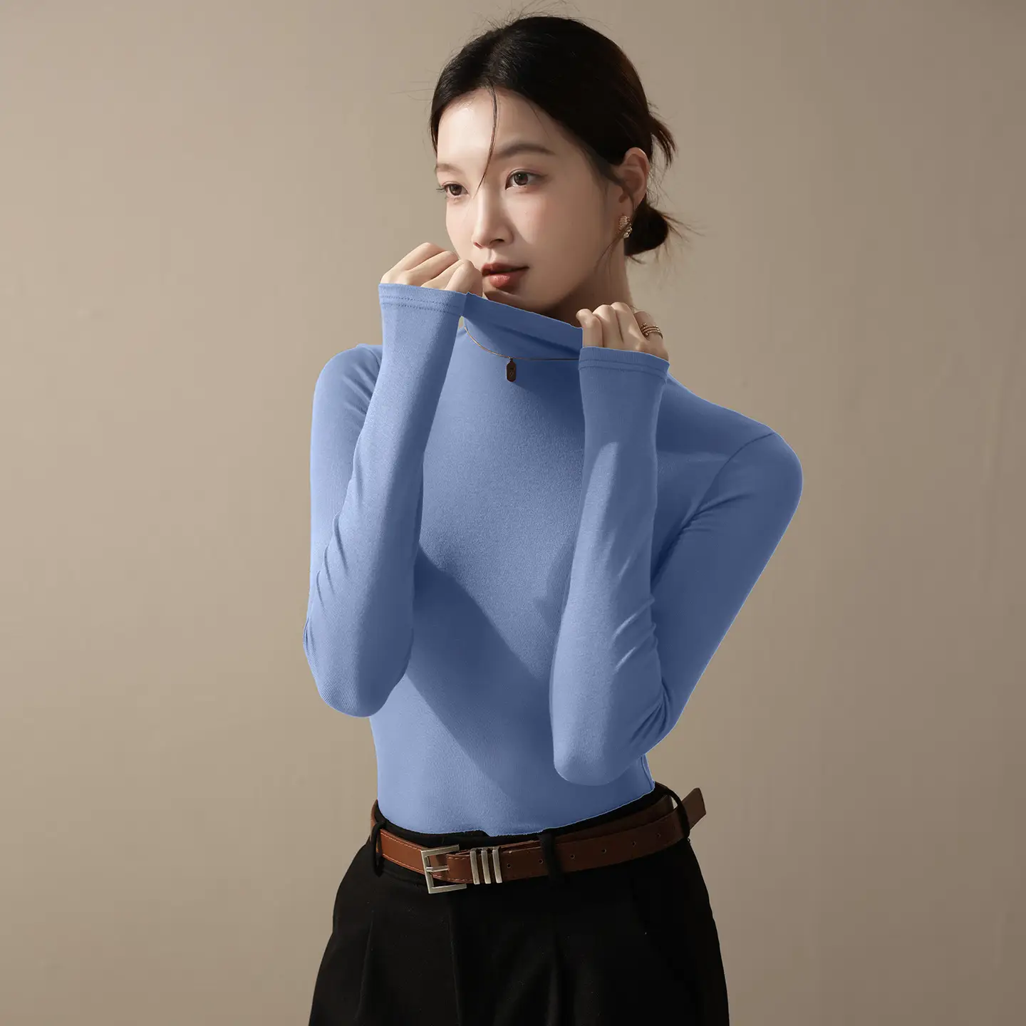 Long Sleeve Grey Turtleneck Top for Women 2026 - Image 7