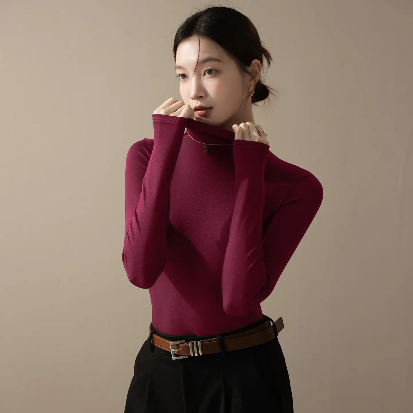 Long Sleeve Grey Turtleneck Top for Women 2026 - Image 8