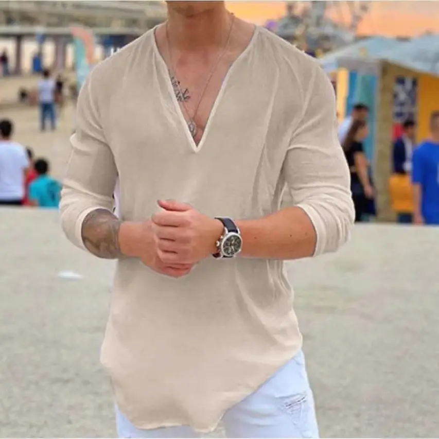 V-Neck Casual T-Shirt for Men Pure Cotton 2026 - Image 6