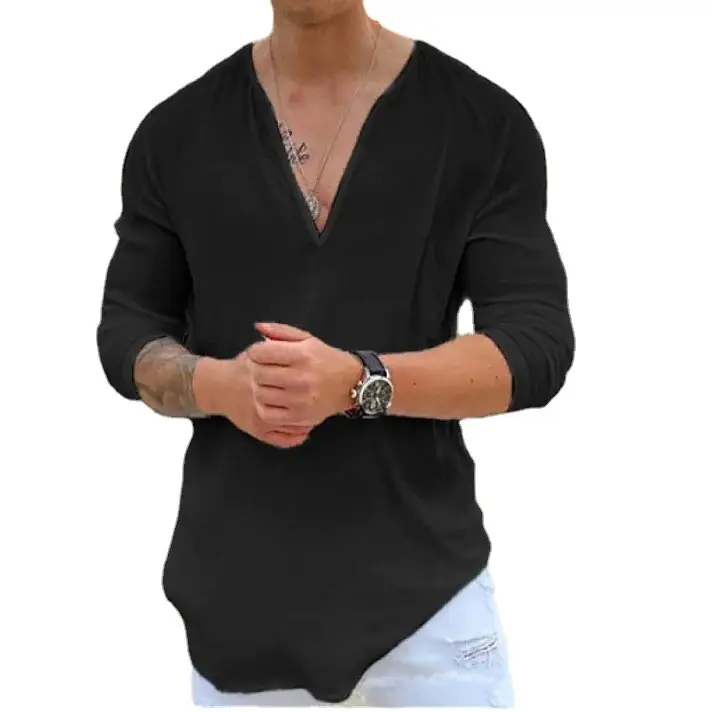 V-Neck Casual T-Shirt for Men Pure Cotton 2026 - Image 8