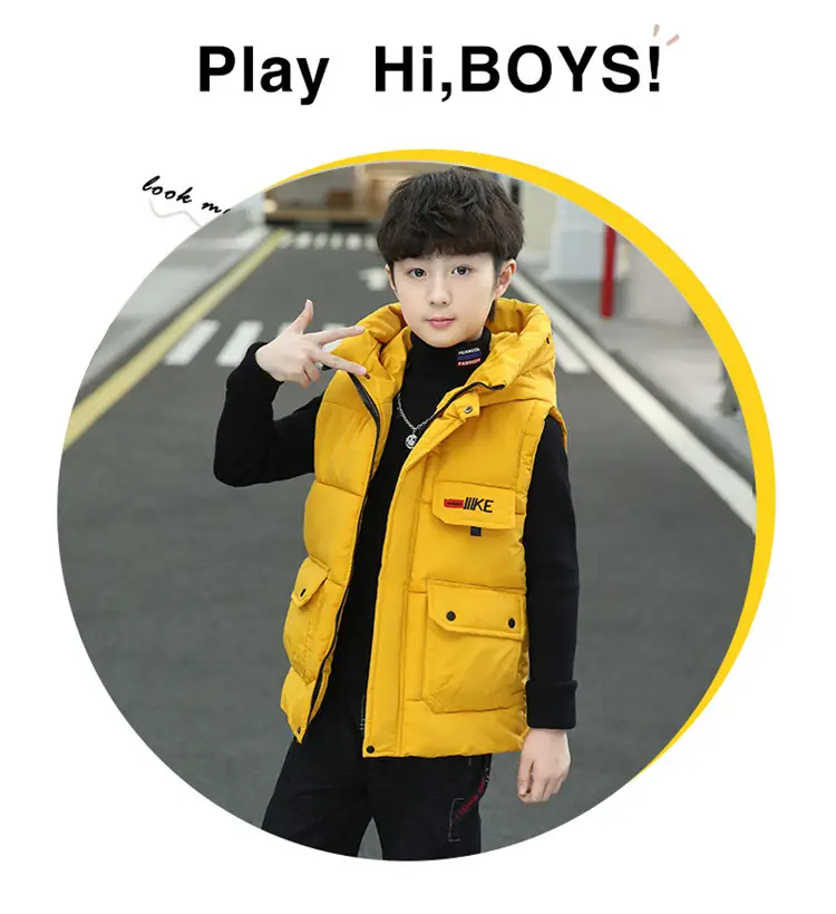 Boys Cotton Quilted Warm Vest Yellow 2025 — feature 17