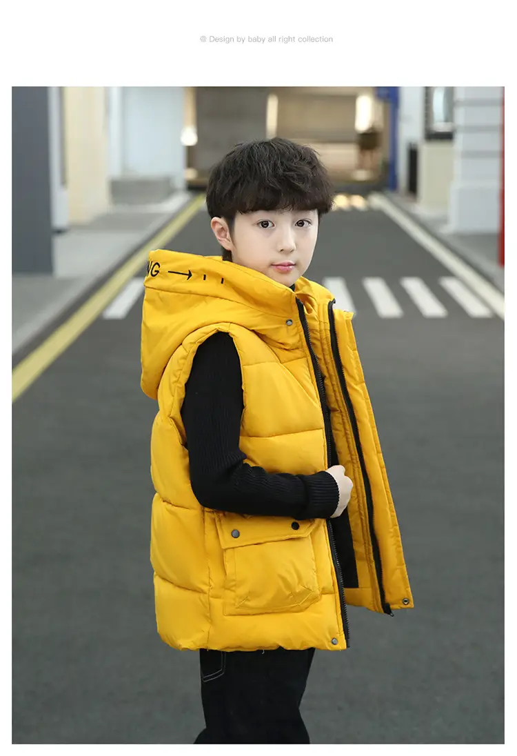 Boys Cotton Quilted Warm Vest Yellow 2025 — feature 20