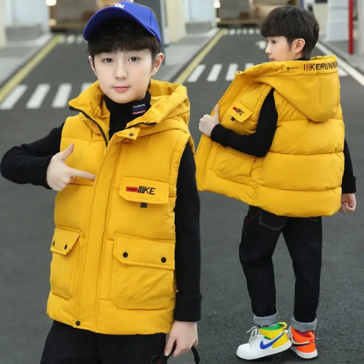 Boys Cotton Quilted Warm Vest Yellow 2025 - Image 2