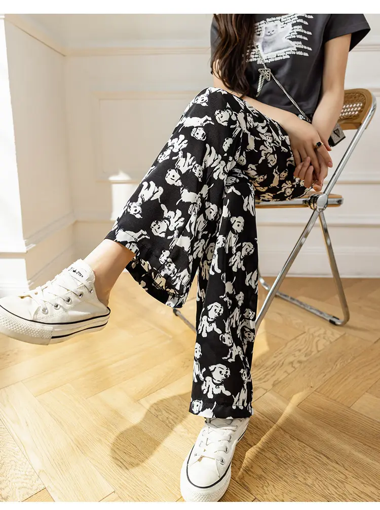 Wide-Leg Pants for Women Black Cow Print Summer 2025 — feature 27