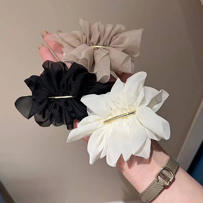 Elegant Black Chiffon Hair Clip for Women Summer Back - Image 7