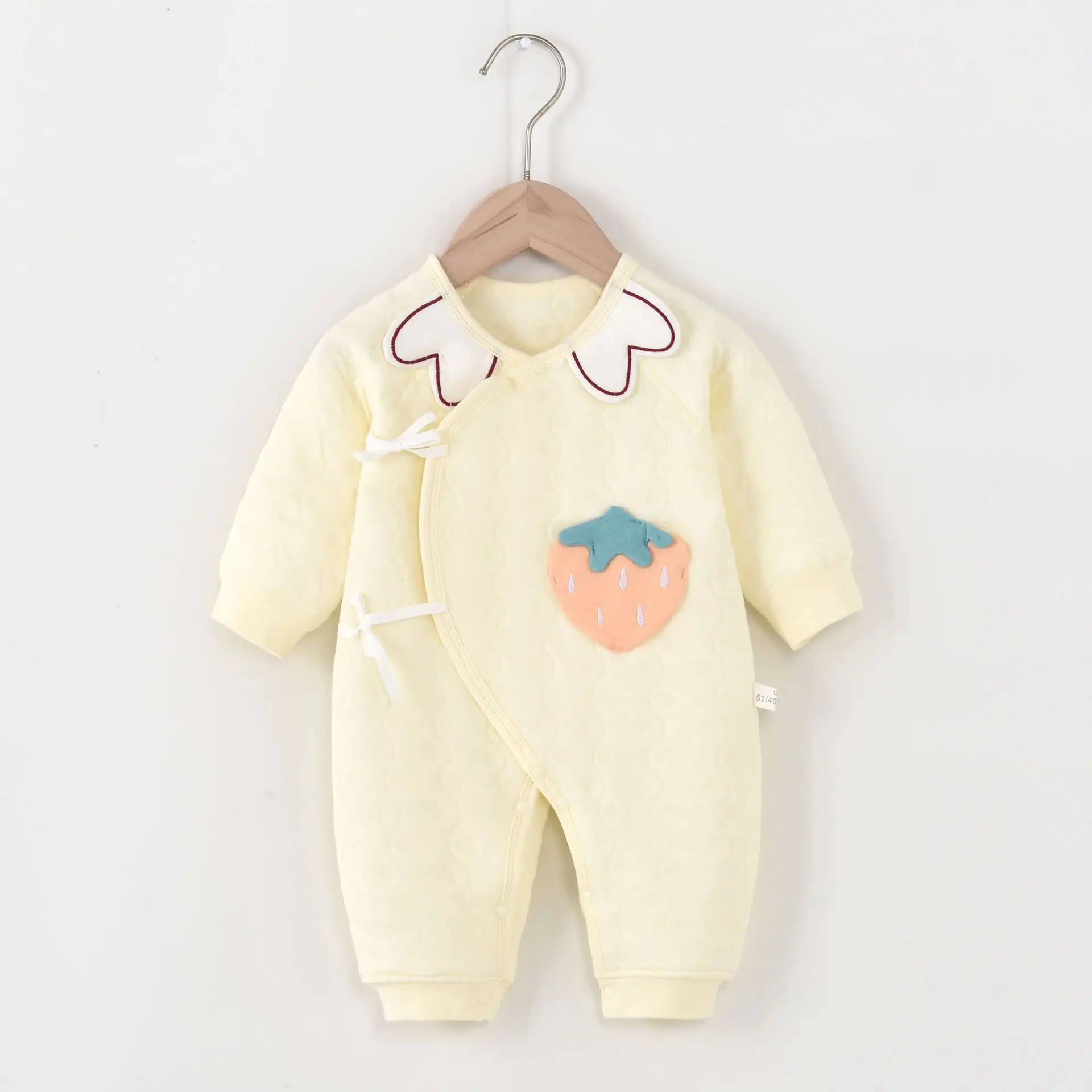 Baby Romper Pure Cotton Jumpsuit Pink Three Layer Warm - Image 2