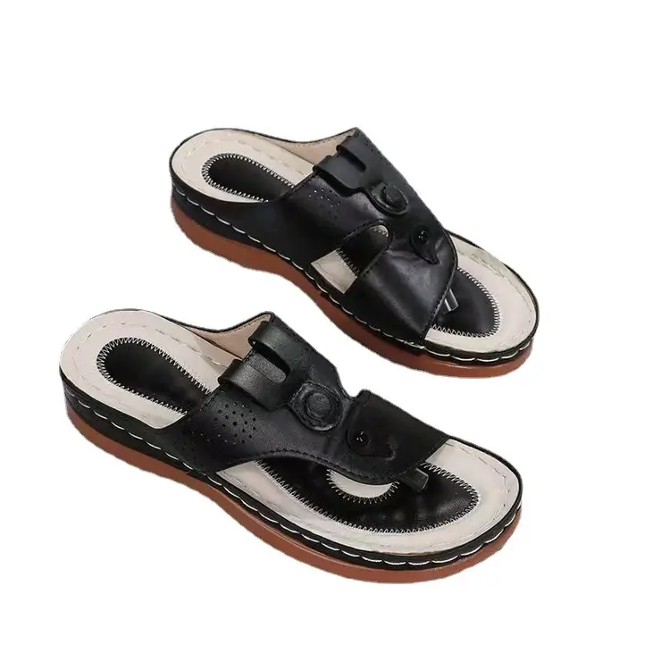 Women's White Leather Wedge Sandals Spring Summer - Image 9