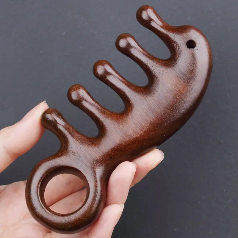 Golden Wood Massage Scalp Hair Grooming Comb - Image 13
