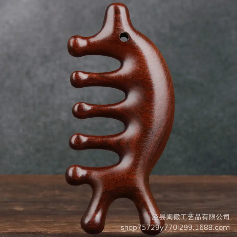 Golden Wood Massage Scalp Hair Grooming Comb - Image 2