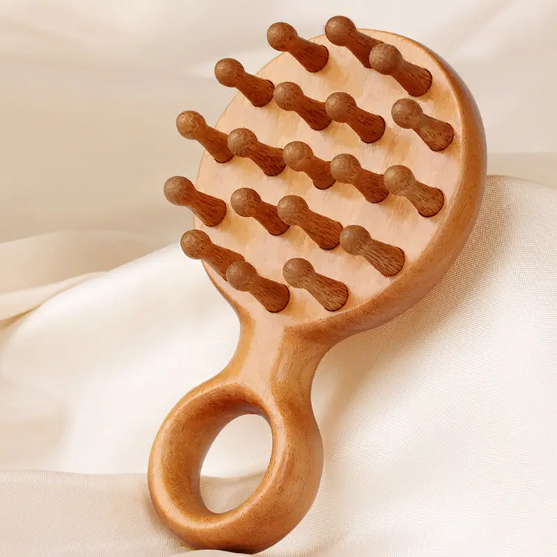 Golden Wood Massage Scalp Hair Grooming Comb - Image 3