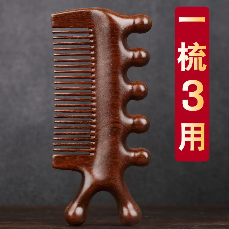 Golden Wood Massage Scalp Hair Grooming Comb - Image 4