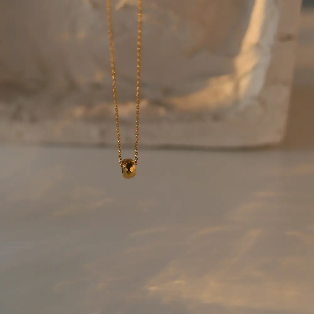 Titanium Steel Beads Necklace Clavicle Chain Gold Color