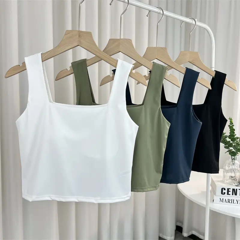 Black Square Collar Vest with Clavicle Strap for Women - Image 7