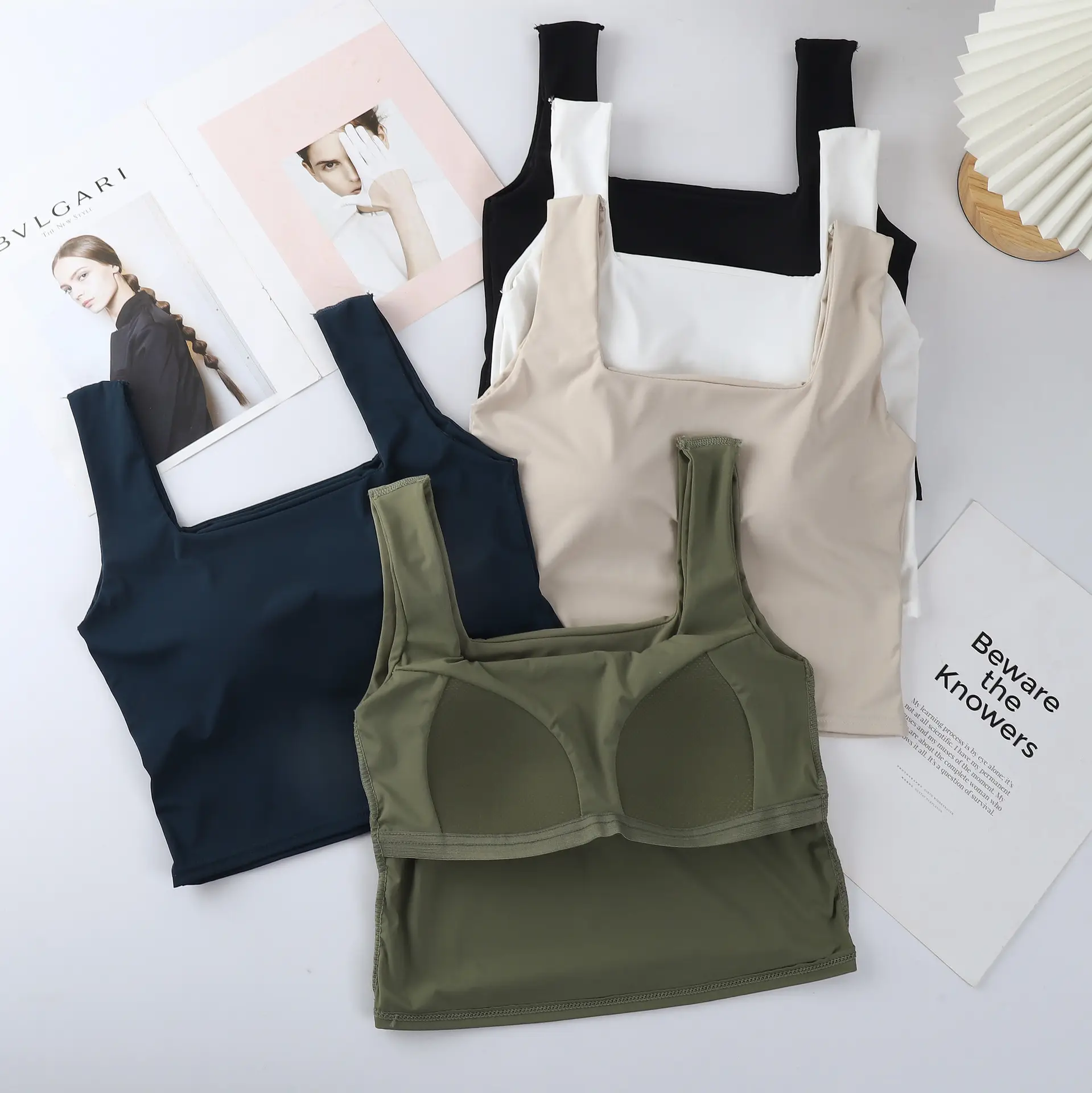 Black Square Collar Vest with Clavicle Strap for Women - Image 9