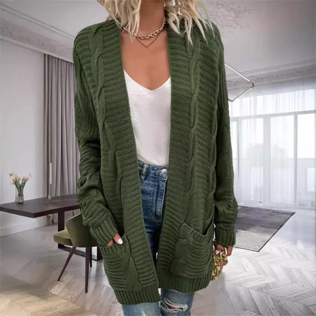 Women's Grey Knit Cardigan 2026 Winter Coat - Image 8