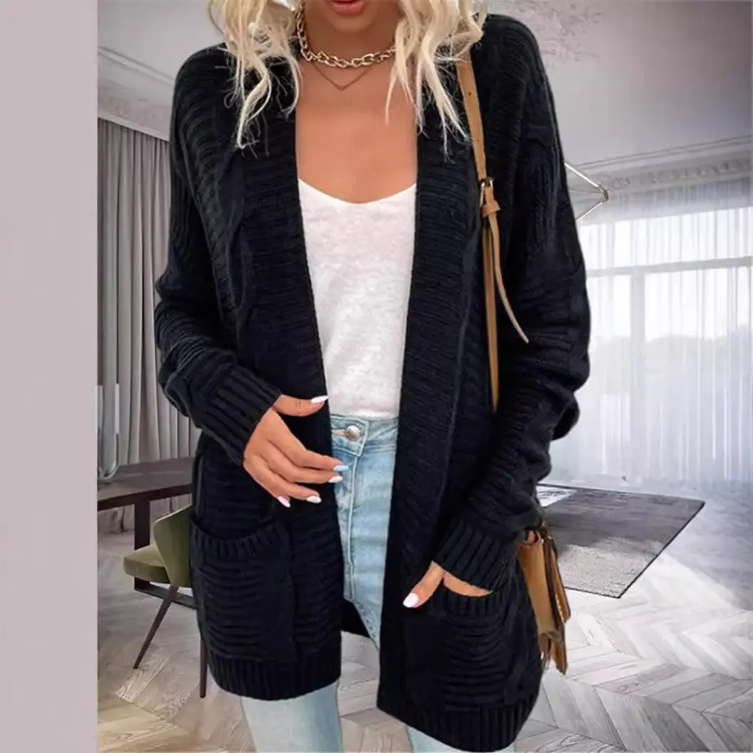 Women's Grey Knit Cardigan 2026 Winter Coat - Image 9