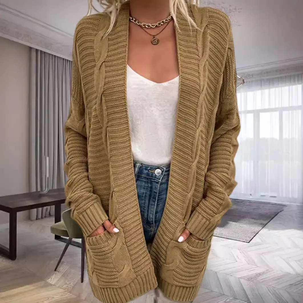Women's Grey Knit Cardigan 2026 Winter Coat - Image 10