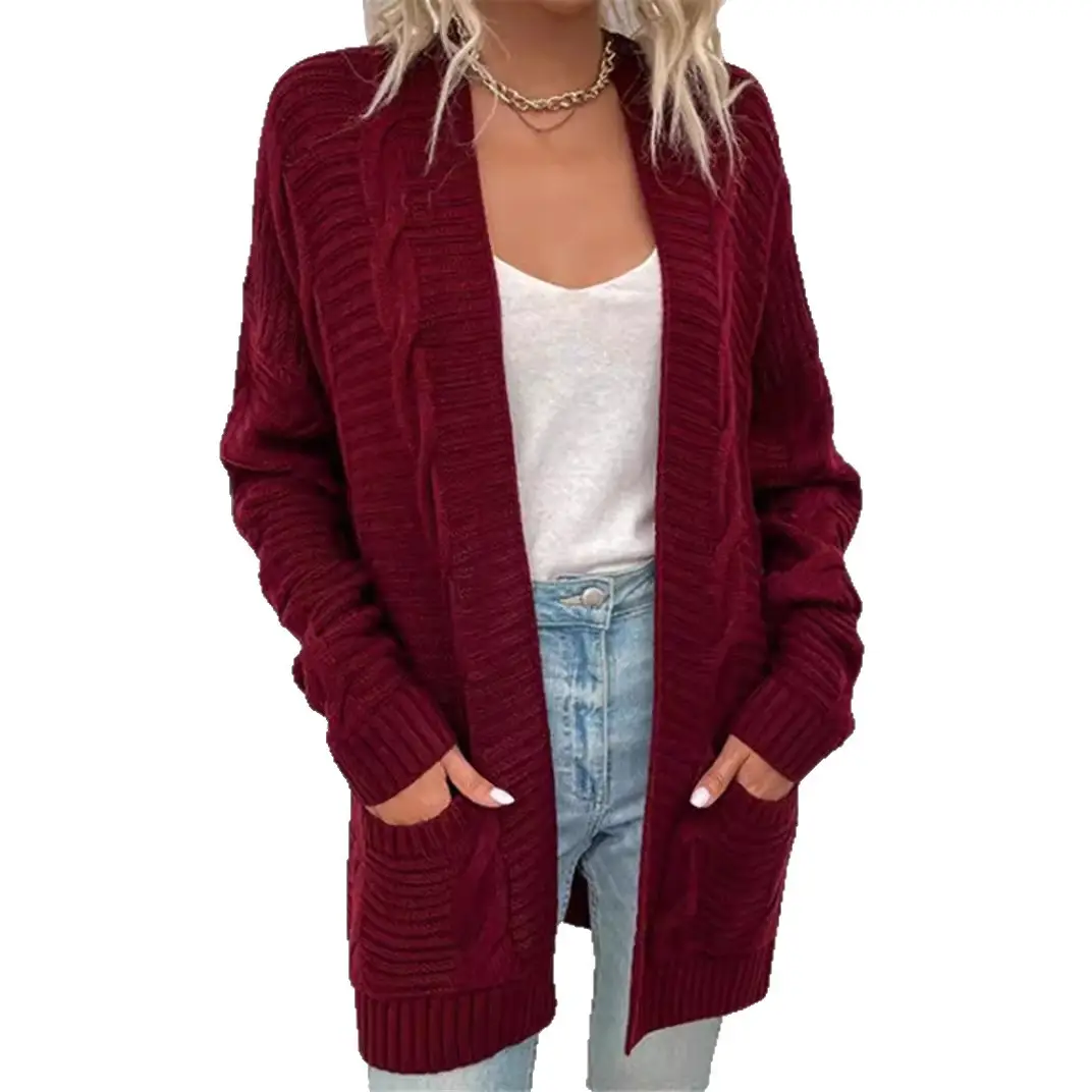 Women's Grey Knit Cardigan 2026 Winter Coat - Image 11