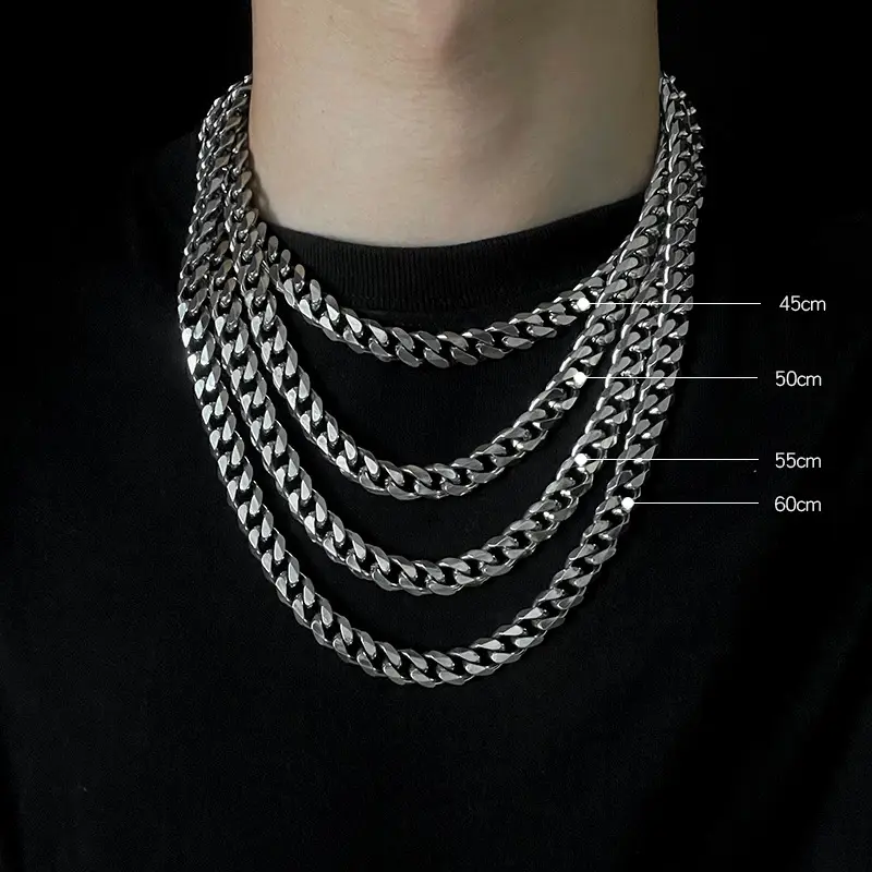 Titanium Steel Cuban Chain Necklace Men Black