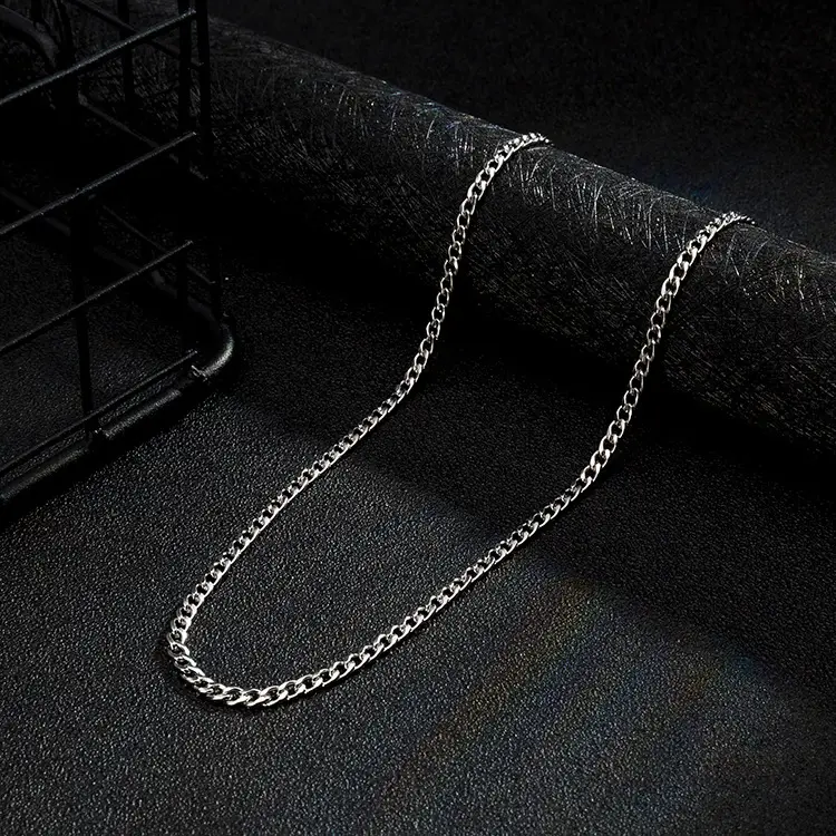 Titanium Steel Cuban Chain Necklace Men Black