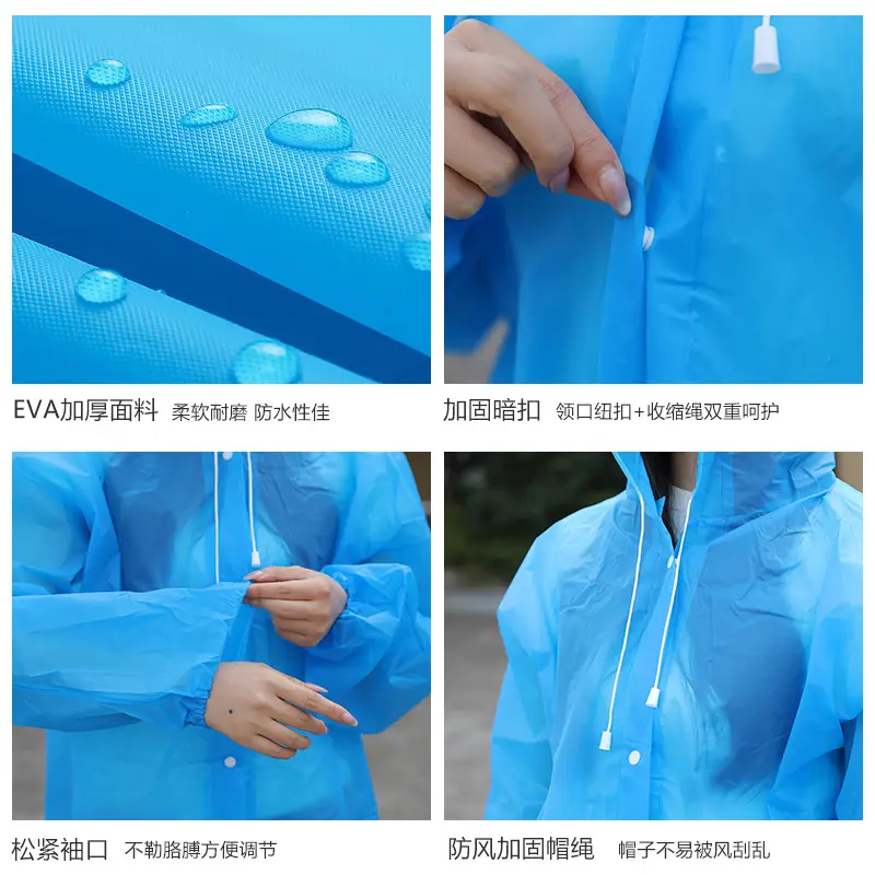 Eva Fabric Raincoat Long Purple Men Women Kids - Image 23