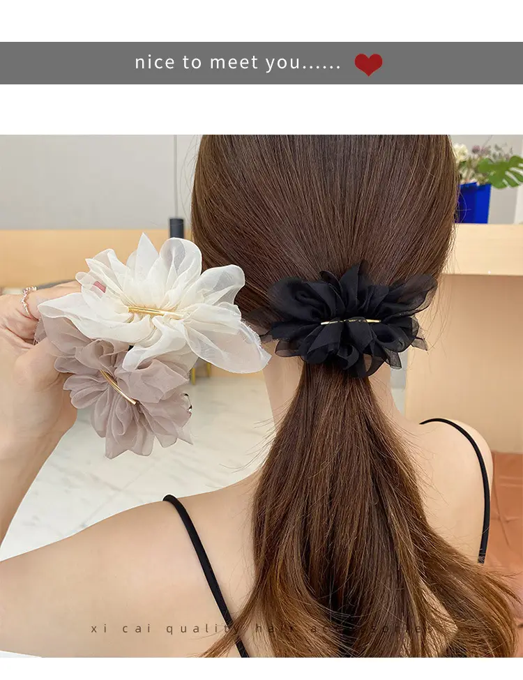 Elegant White Chiffon Hairpin for Women — feature 2