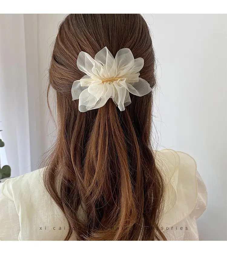 Elegant White Chiffon Hairpin for Women — feature 7