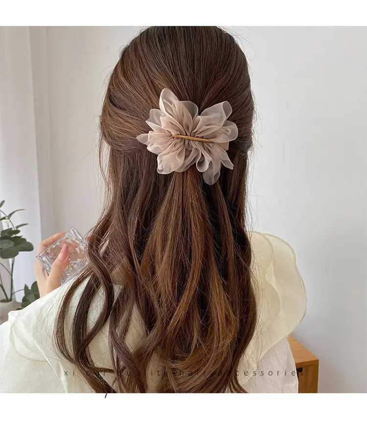 Elegant White Chiffon Hairpin for Women — feature 8