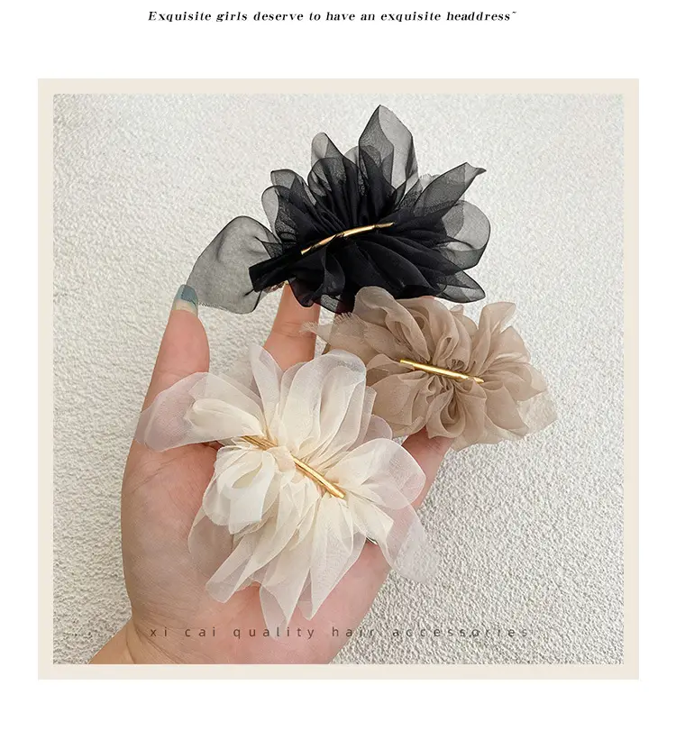 Elegant White Chiffon Hairpin for Women — feature 9