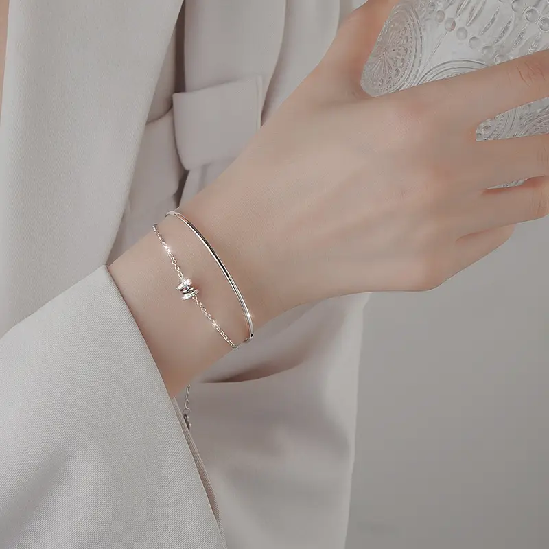 Silver Double Layer Zircon Bracelet for Women - Image 5