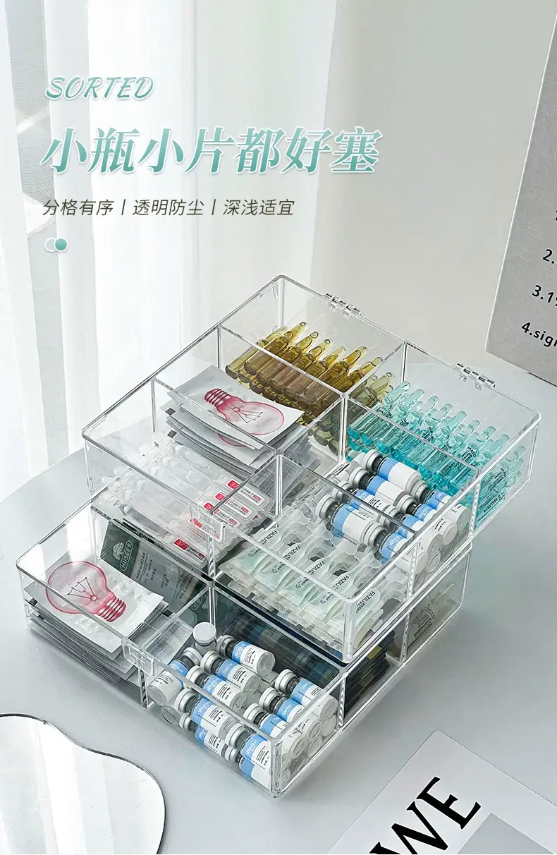 Transparent Makeup Organizer with Lid Dividers — feature 3