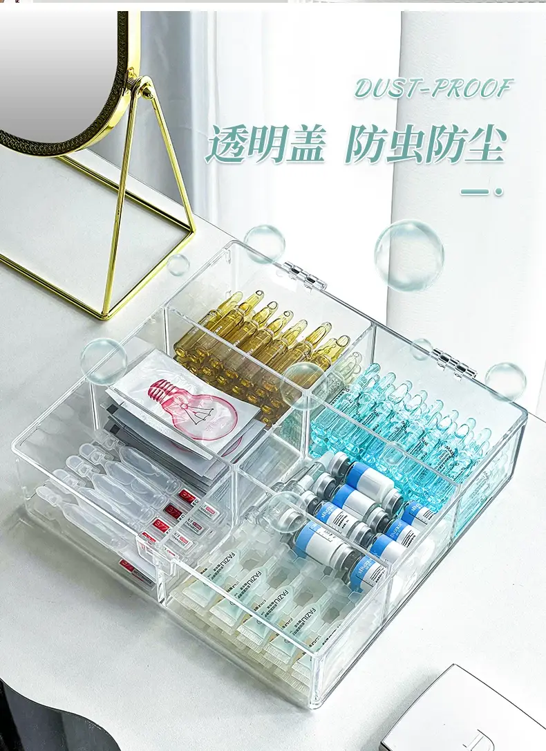 Transparent Makeup Organizer with Lid Dividers — feature 6