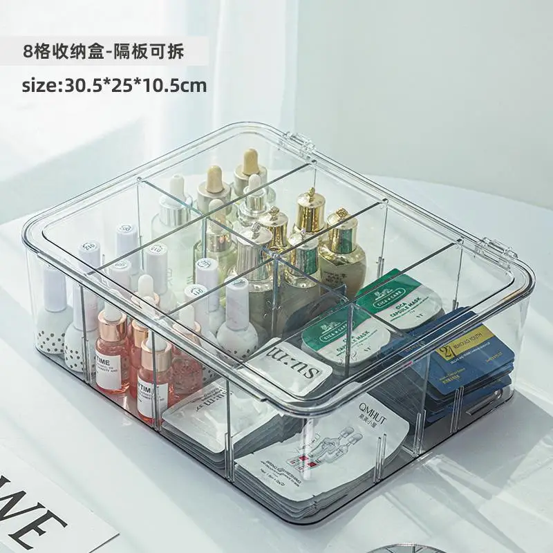 Transparent Makeup Organizer with Lid Dividers