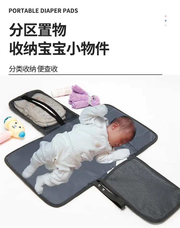 Portable Baby Diaper Bag Grey Foldable Multi-Purpose — feature 10