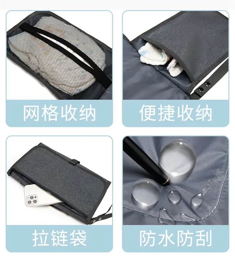 Portable Baby Diaper Bag Grey Foldable Multi-Purpose — feature 11
