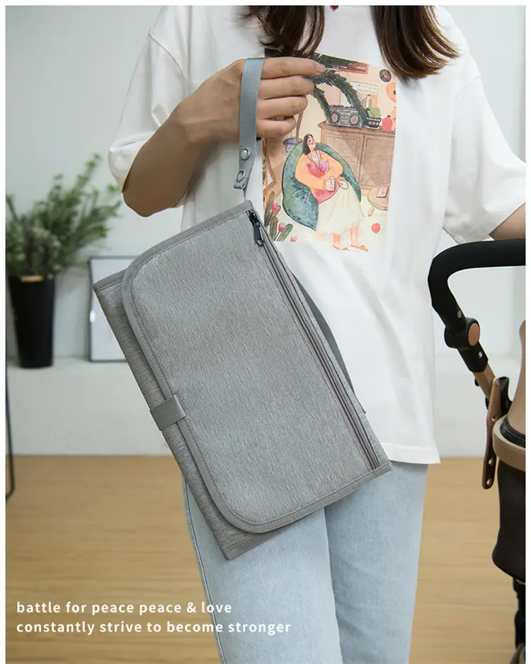 Portable Baby Diaper Bag Grey Foldable Multi-Purpose — feature 16