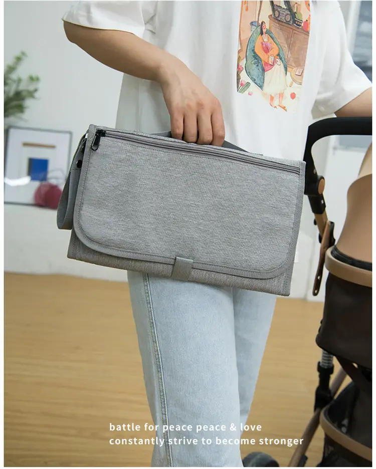 Portable Baby Diaper Bag Grey Foldable Multi-Purpose — feature 17