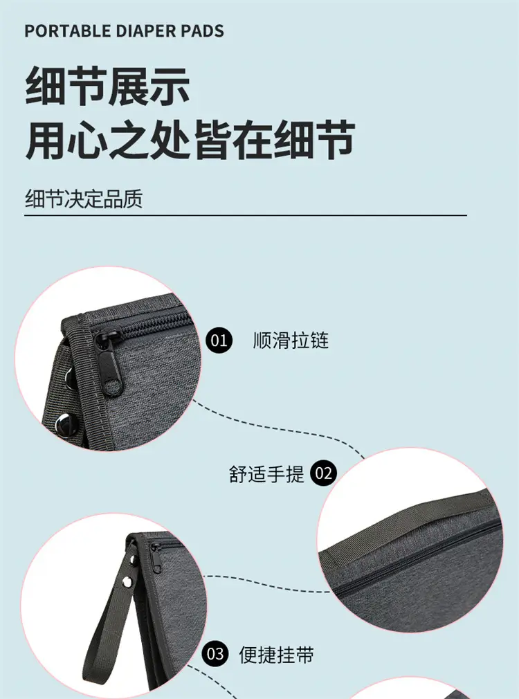 Portable Baby Diaper Bag Grey Foldable Multi-Purpose — feature 5