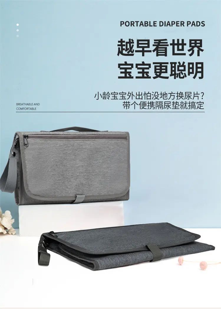 Portable Baby Diaper Bag Grey Foldable Multi-Purpose — feature 6