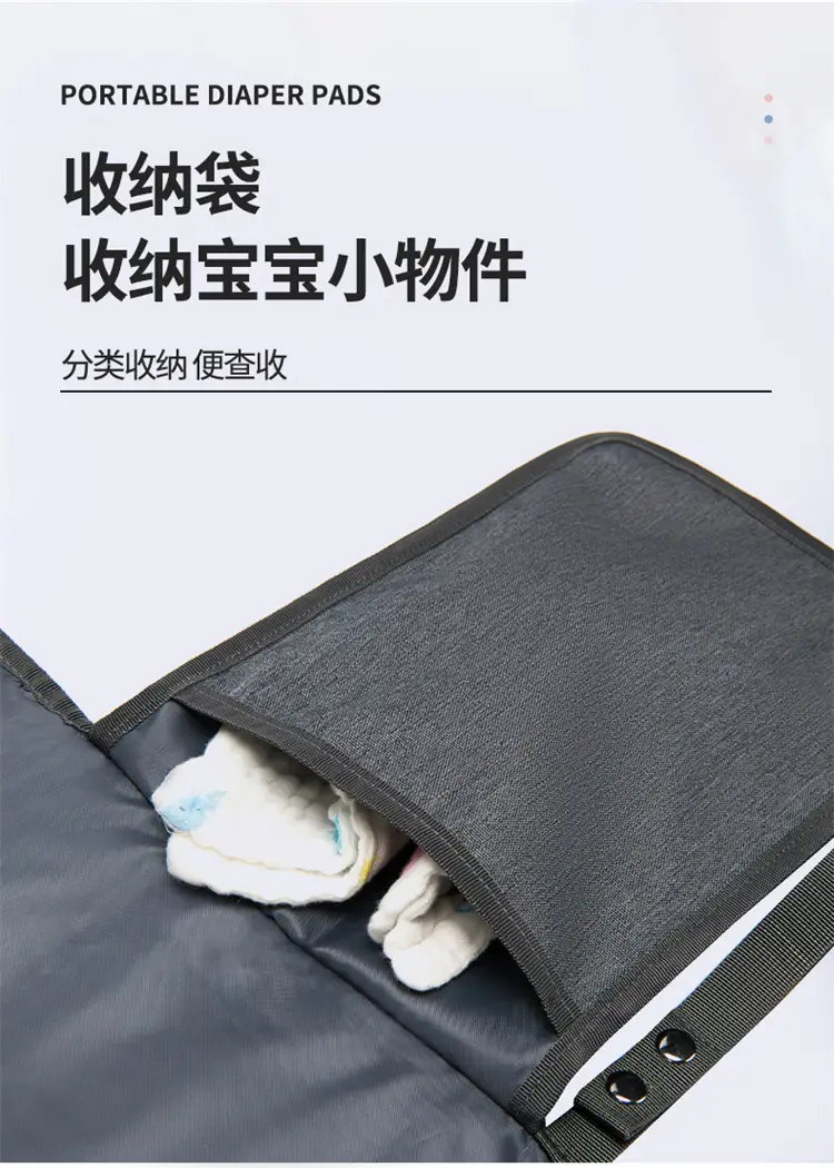 Portable Baby Diaper Bag Grey Foldable Multi-Purpose — feature 9