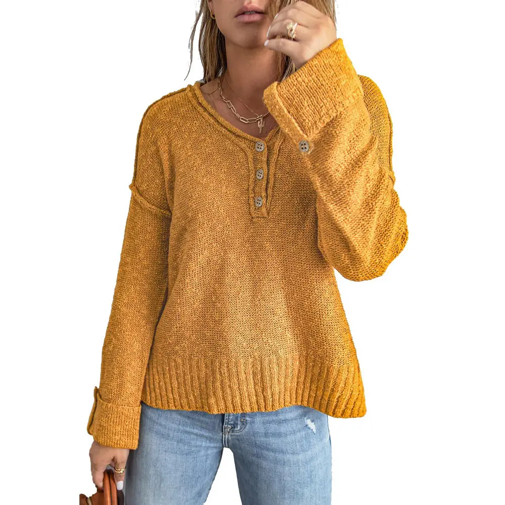 Gray Knitted Button Sweater for Women 2023 - Image 4