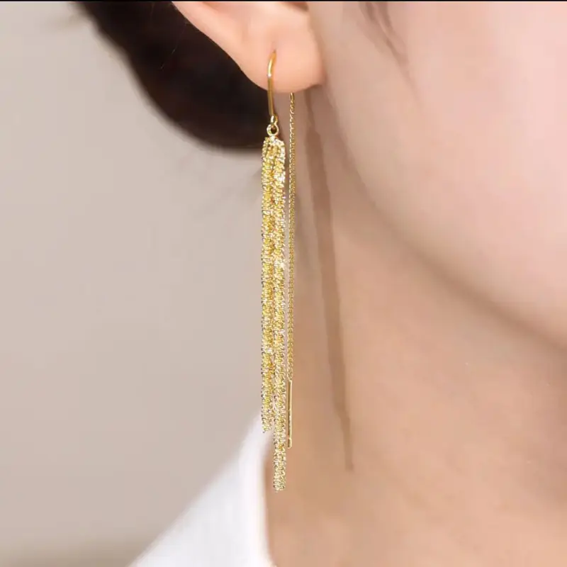 Sparkling Long Tassel Earrings for Women - Image 3