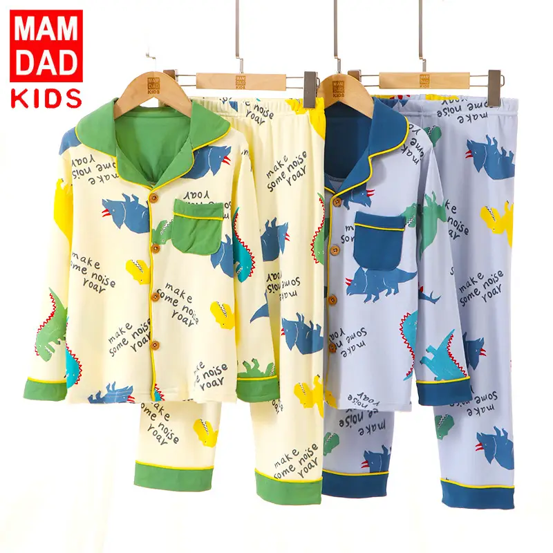 Children's Cotton Dinosaur Pajamas Large Set - Image 4