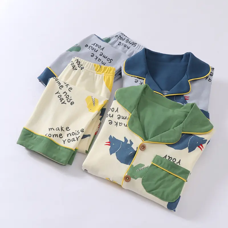 Children's Cotton Dinosaur Pajamas Large Set - Image 5