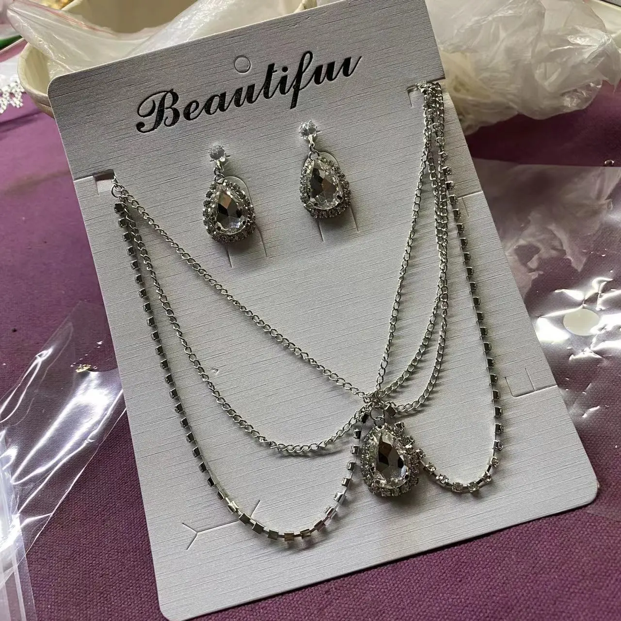 Silver Water Drop Pendant Necklace for Women - Image 4
