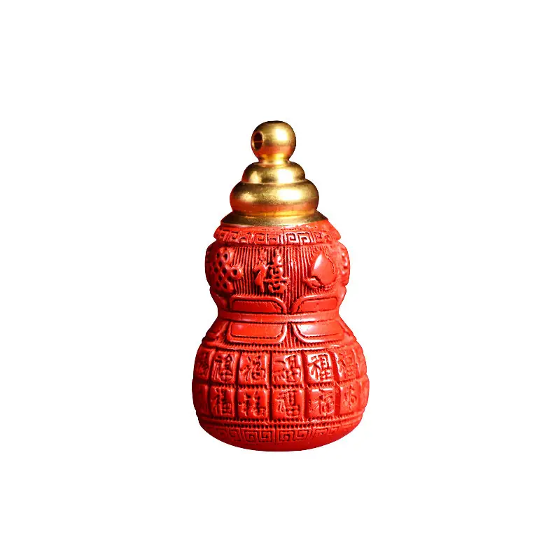 Jiuya Crystal Raw Mine Cinnabar Gourd Pendant Purple Gold Sand Imperial Sand Hollow Fulu Pendant - Image 12