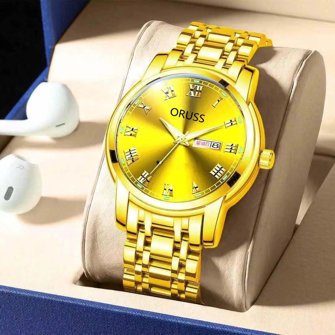 Orus Gold Watch for Men Waterproof Electronic Quartz - Image 13